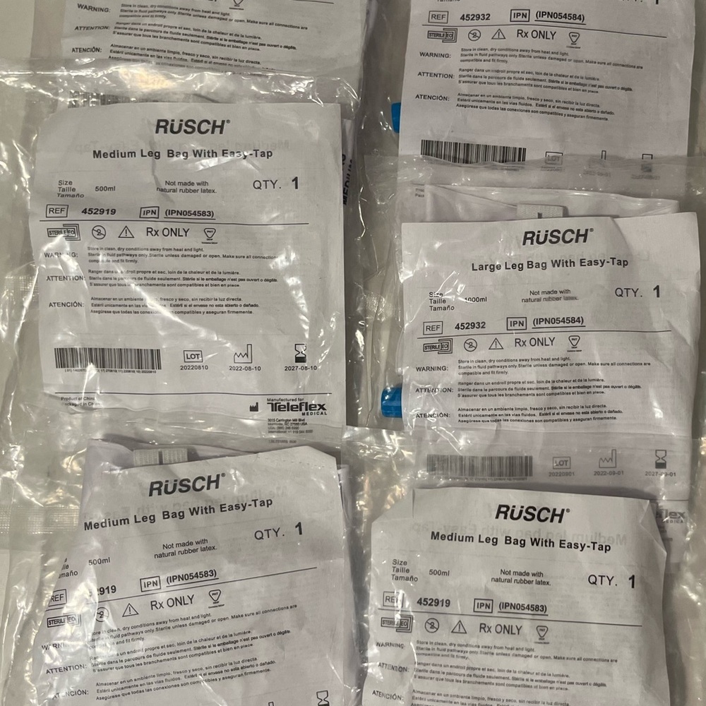 Rusch medium leg bag with easy tap 500 Ml set of 6